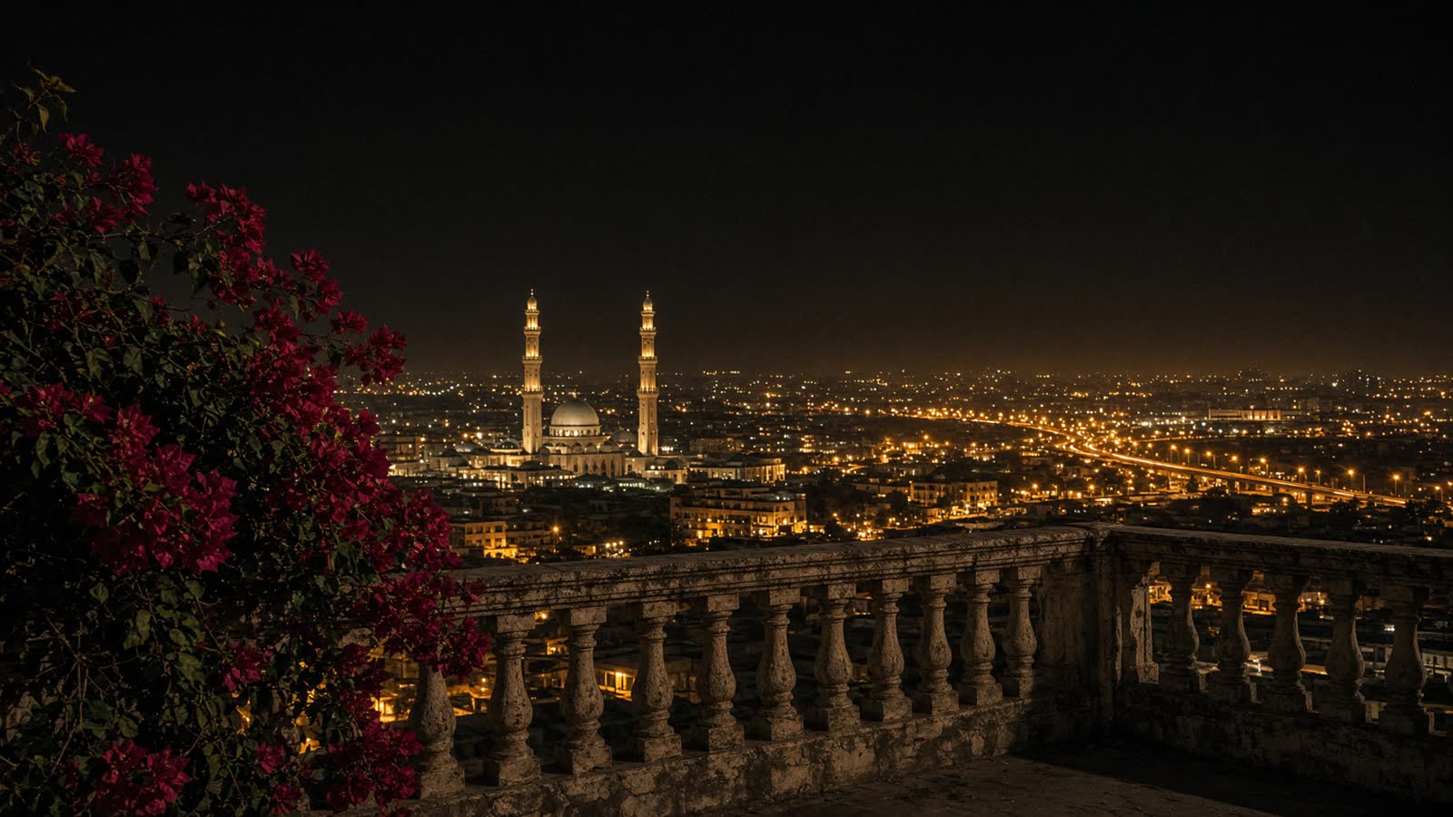 Kaduna at night from a terrace